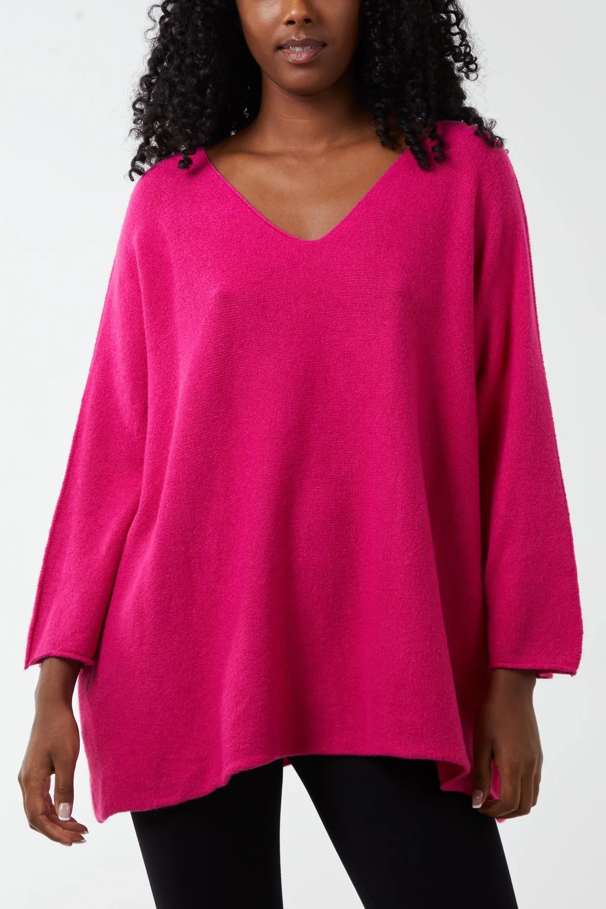 V-Neck Oversized Fine Knit Jumper