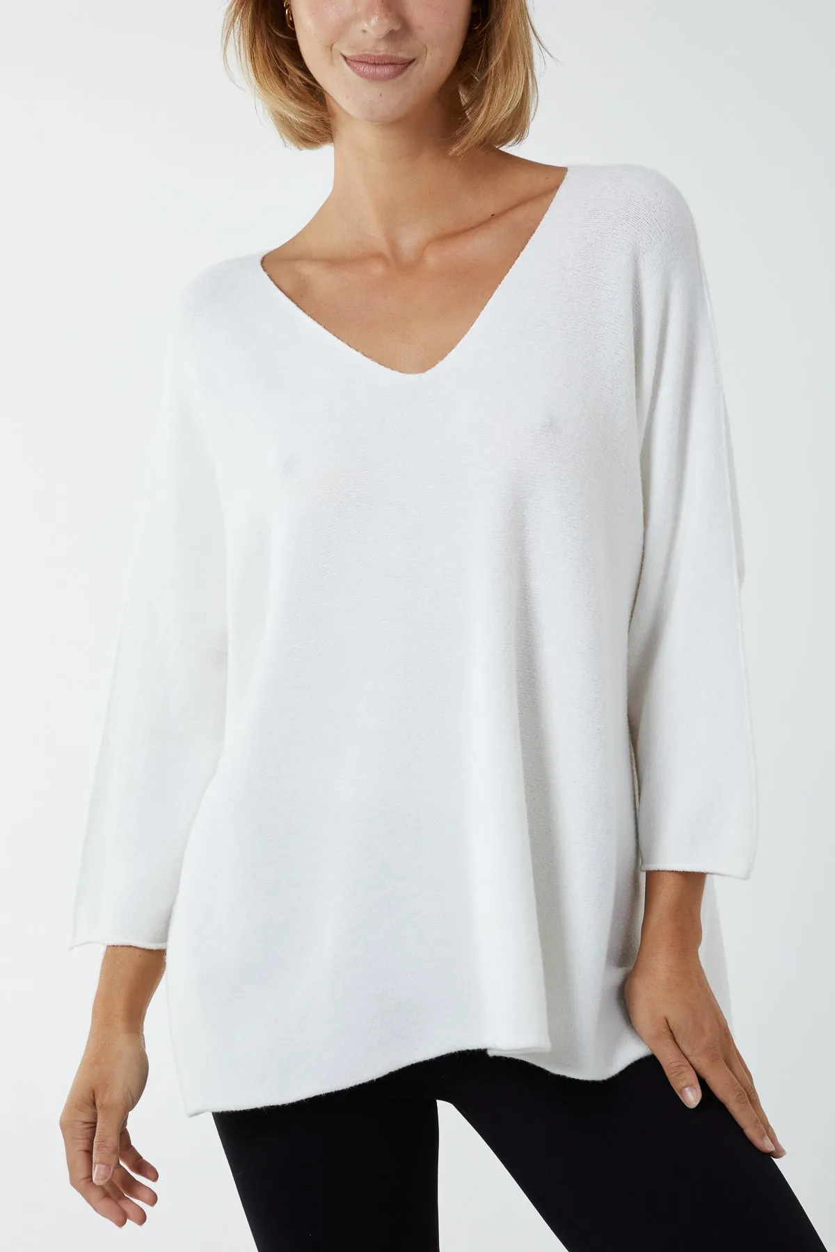 V-Neck Oversized Fine Knit Jumper