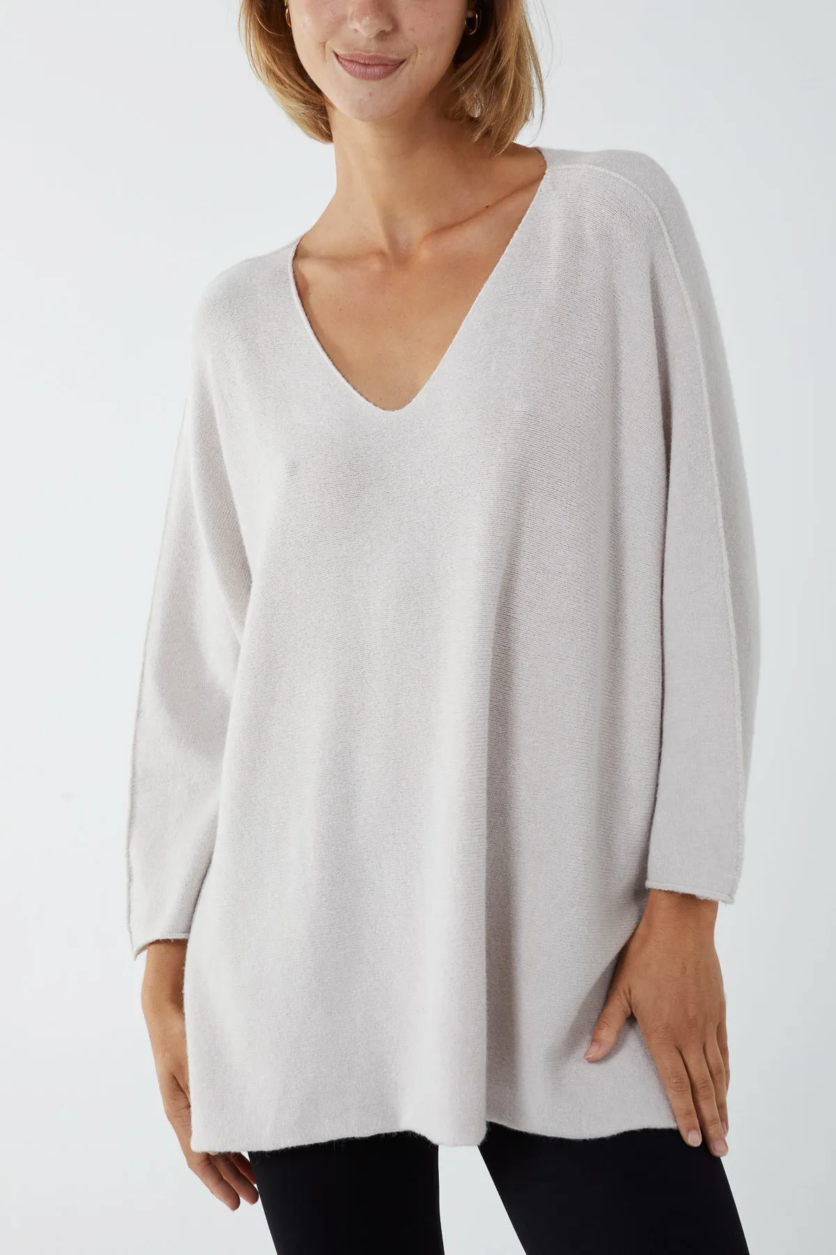 V-Neck Oversized Fine Knit Jumper