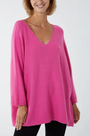 V-Neck Oversized Fine Knit Jumper