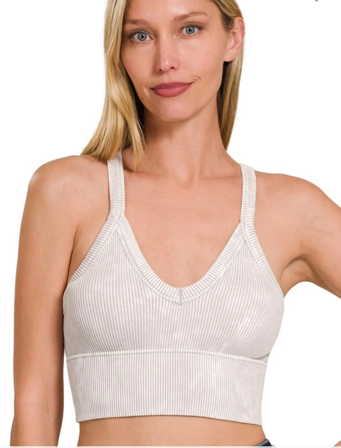 V neck Seamless Cropped Bra Top