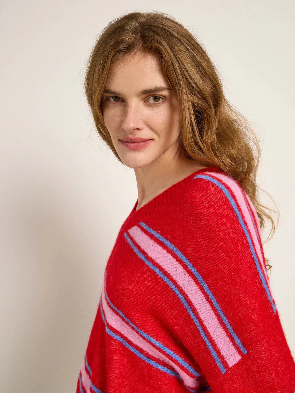 v-neck sweater red