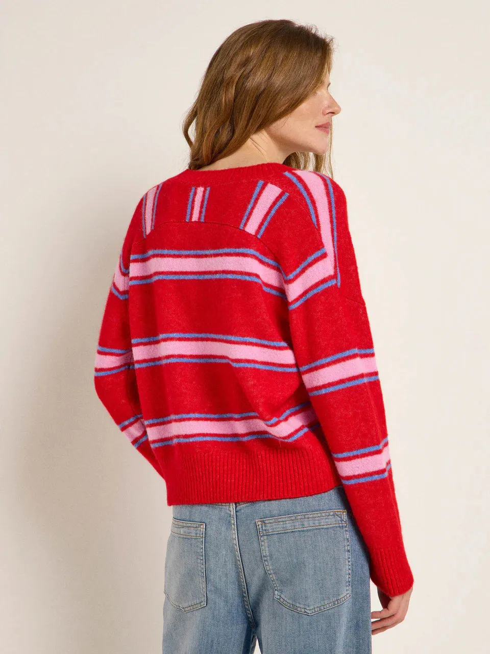 v-neck sweater red