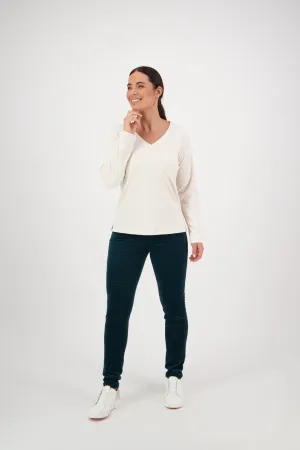 VASSALLI - Pearl V Neck Long Sleeve Top - 4444