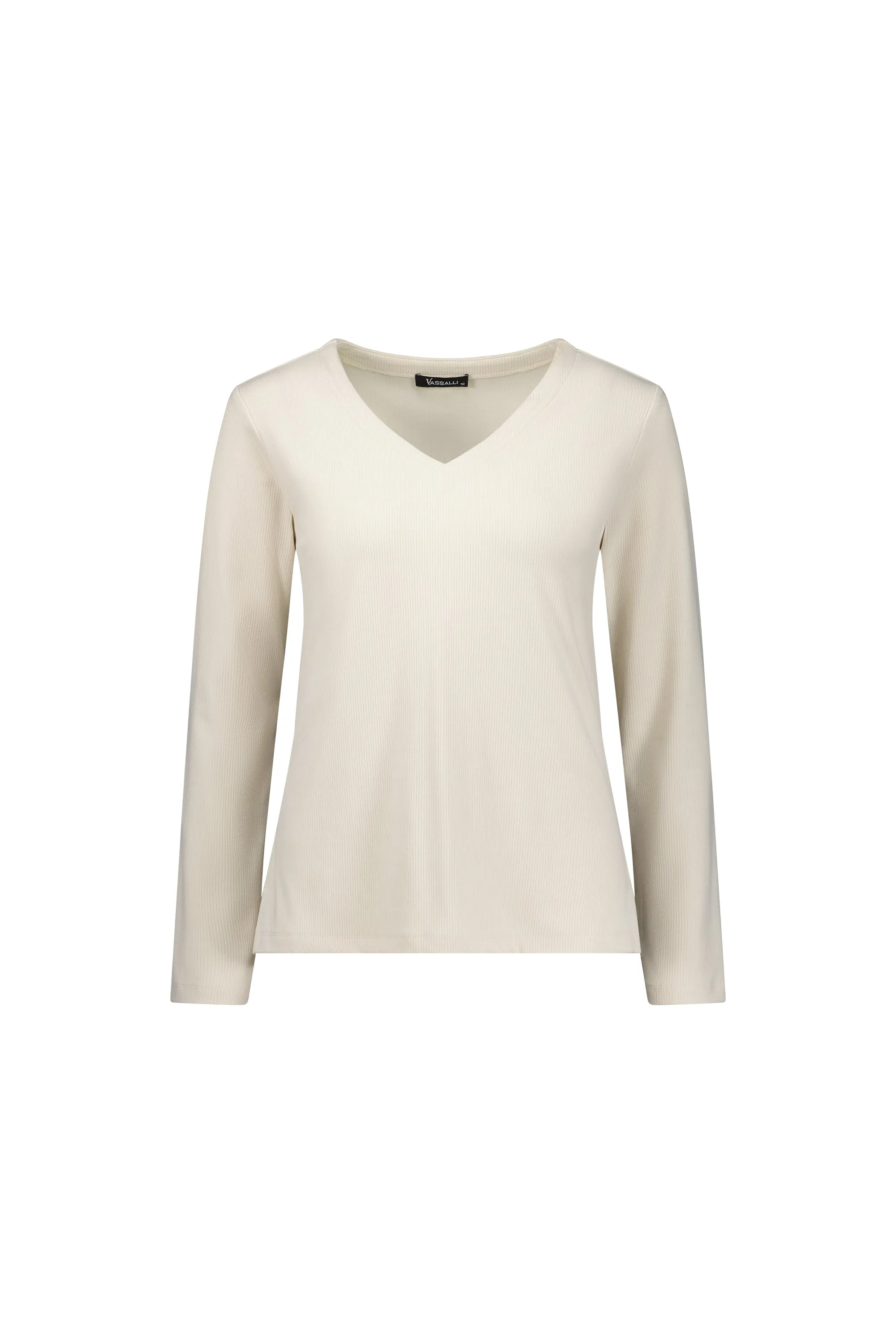 VASSALLI - Pearl V Neck Long Sleeve Top - 4444