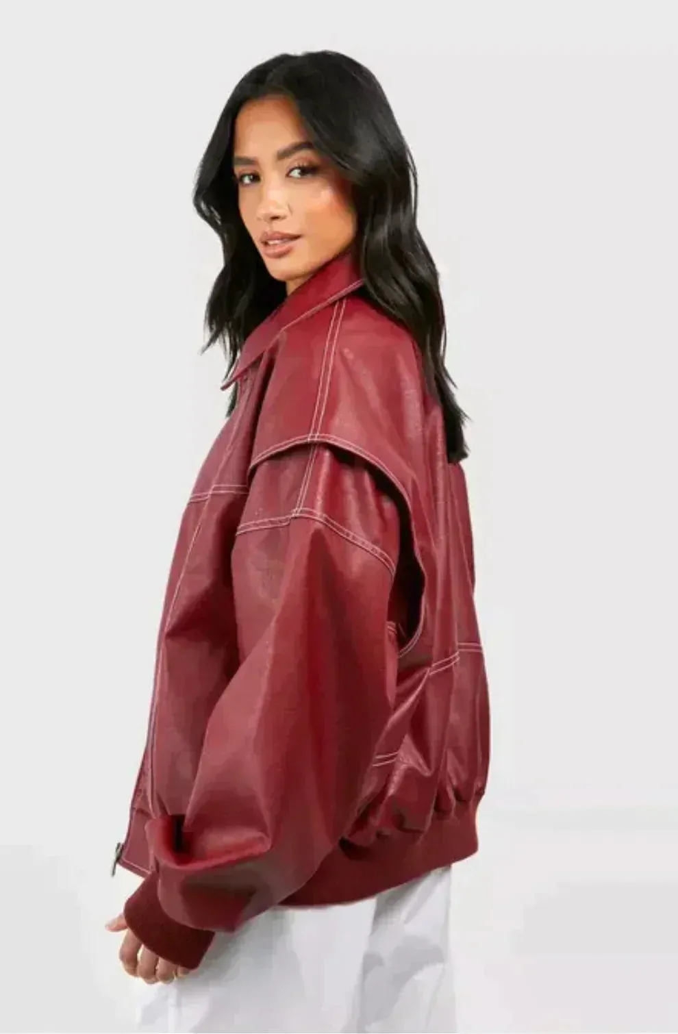 Vera - trendy red oversized fit women's jacket