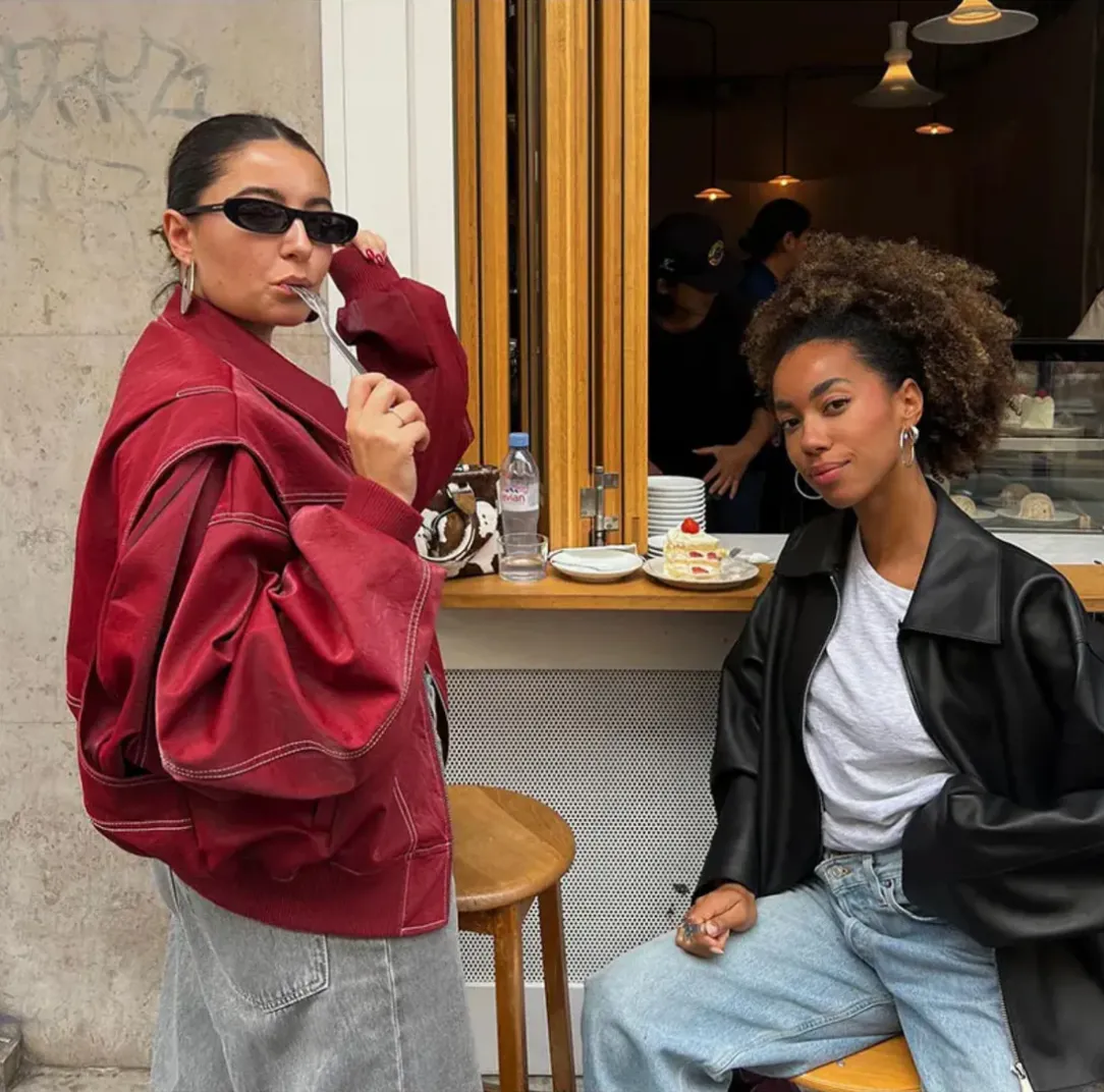 Vera - trendy red oversized fit women's jacket
