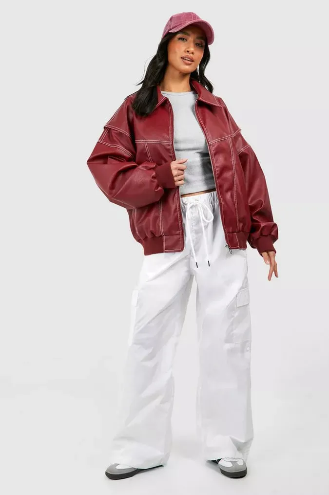 Vera - trendy red oversized fit women's jacket