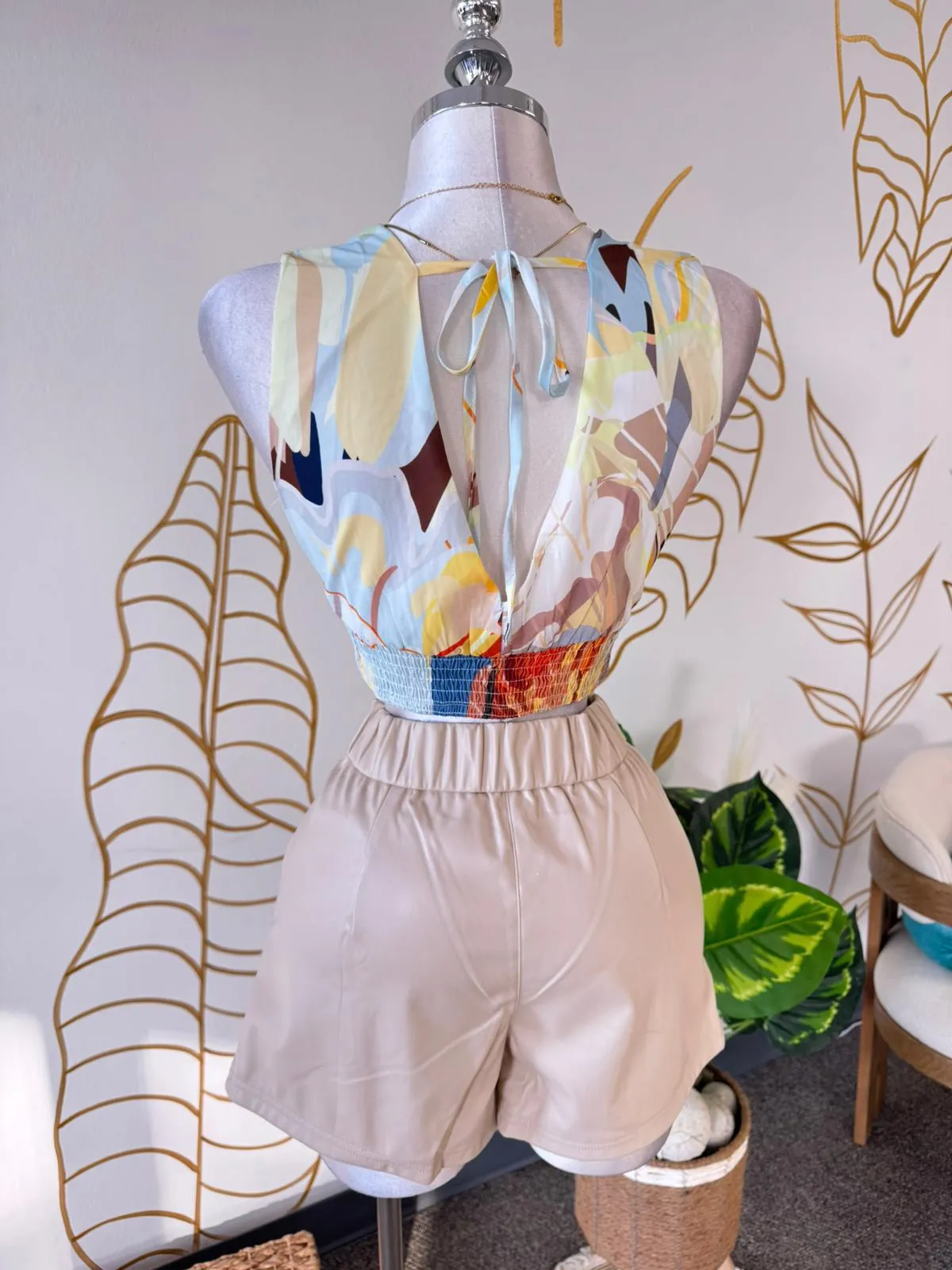Vibrant Floral V-Neck Crop Top