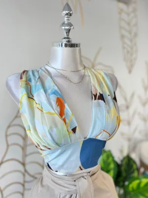 Vibrant Floral V-Neck Crop Top
