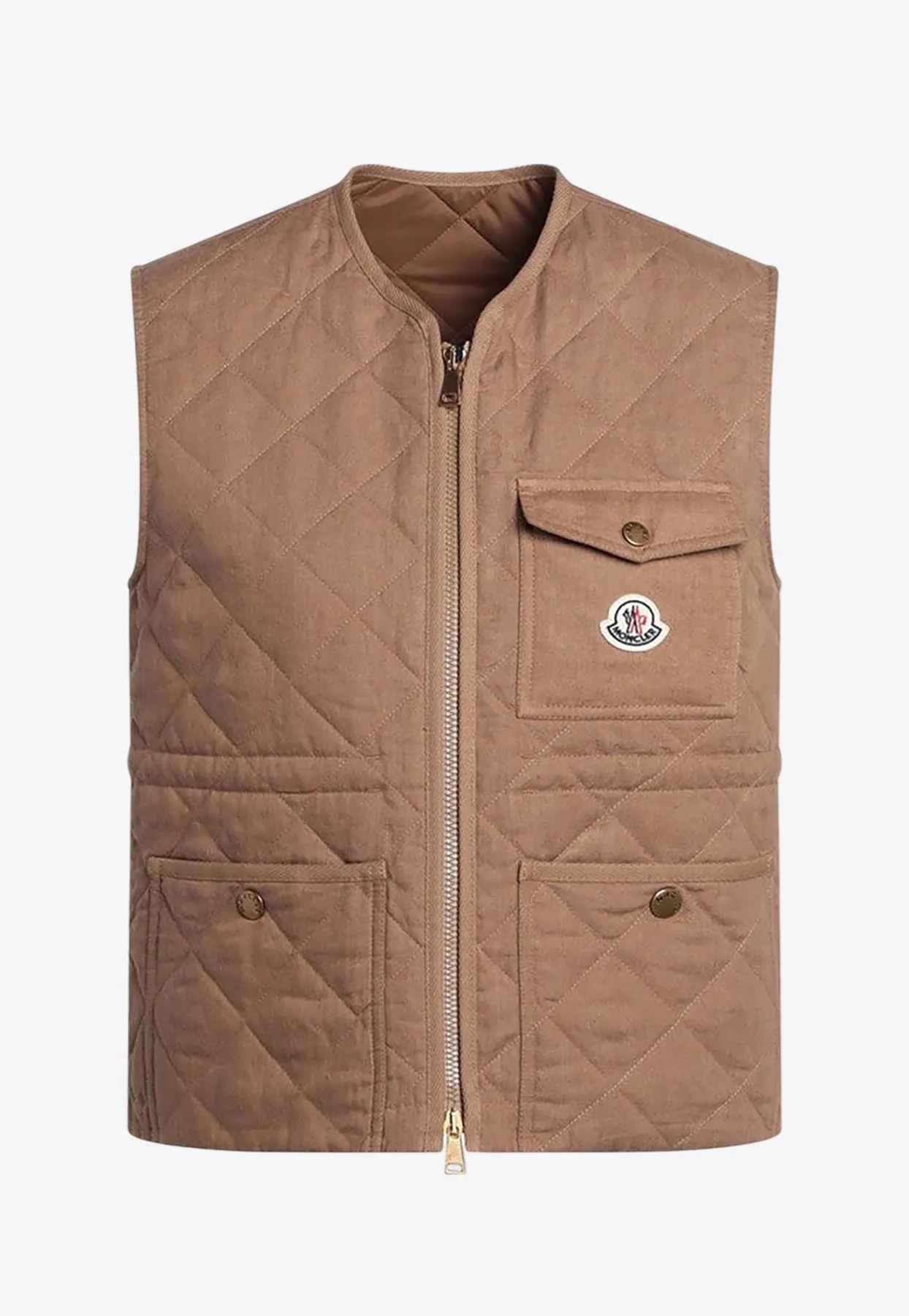 Vigny Quilted Linen Zip-Up Vest