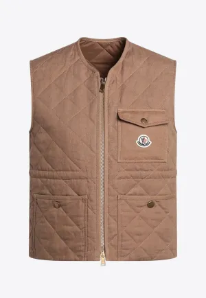 Vigny Quilted Linen Zip-Up Vest