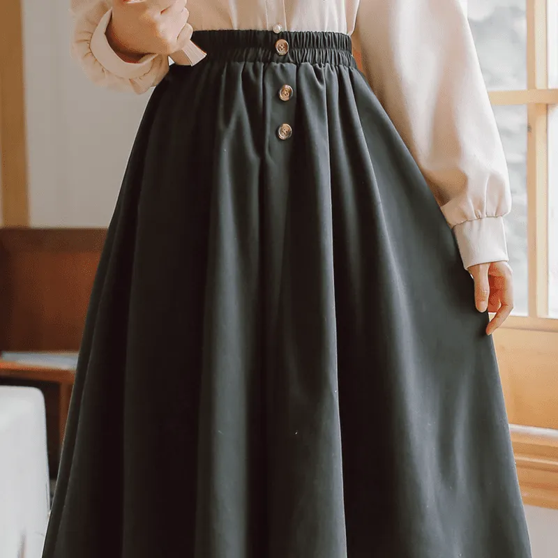 Vintage Shirt Long Skirt Two Piece Set