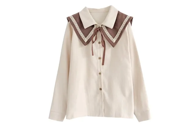 Vintage Shirt Long Skirt Two Piece Set