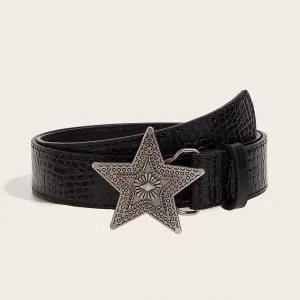 Vintage Style Women's Belt with Star Buckle Retro Accessory