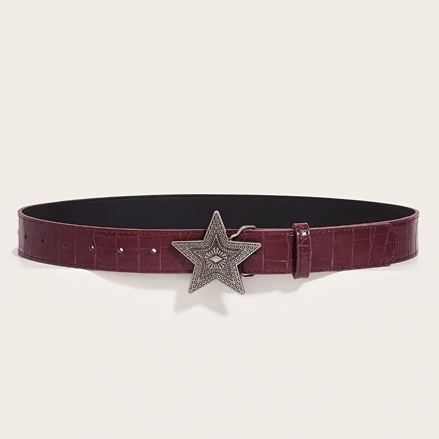 Vintage Style Women's Belt with Star Buckle Retro Accessory