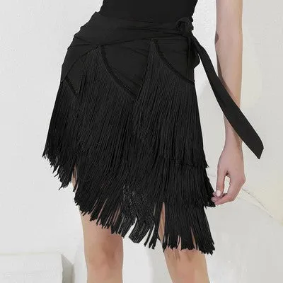 Violet royal blue black tassels latin dance skirts for women Bullfighting tassel costume professional latin dance apron irregular fringe wrap skirts
