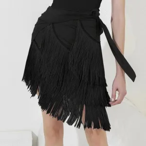 Violet royal blue black tassels latin dance skirts for women Bullfighting tassel costume professional latin dance apron irregular fringe wrap skirts