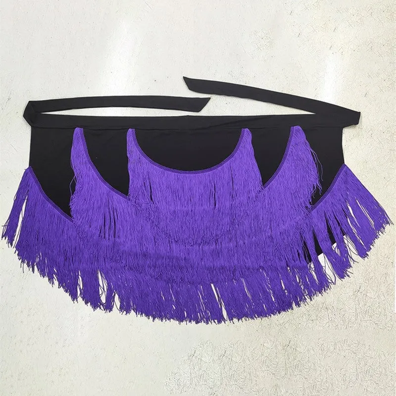 Violet royal blue black tassels latin dance skirts for women Bullfighting tassel costume professional latin dance apron irregular fringe wrap skirts