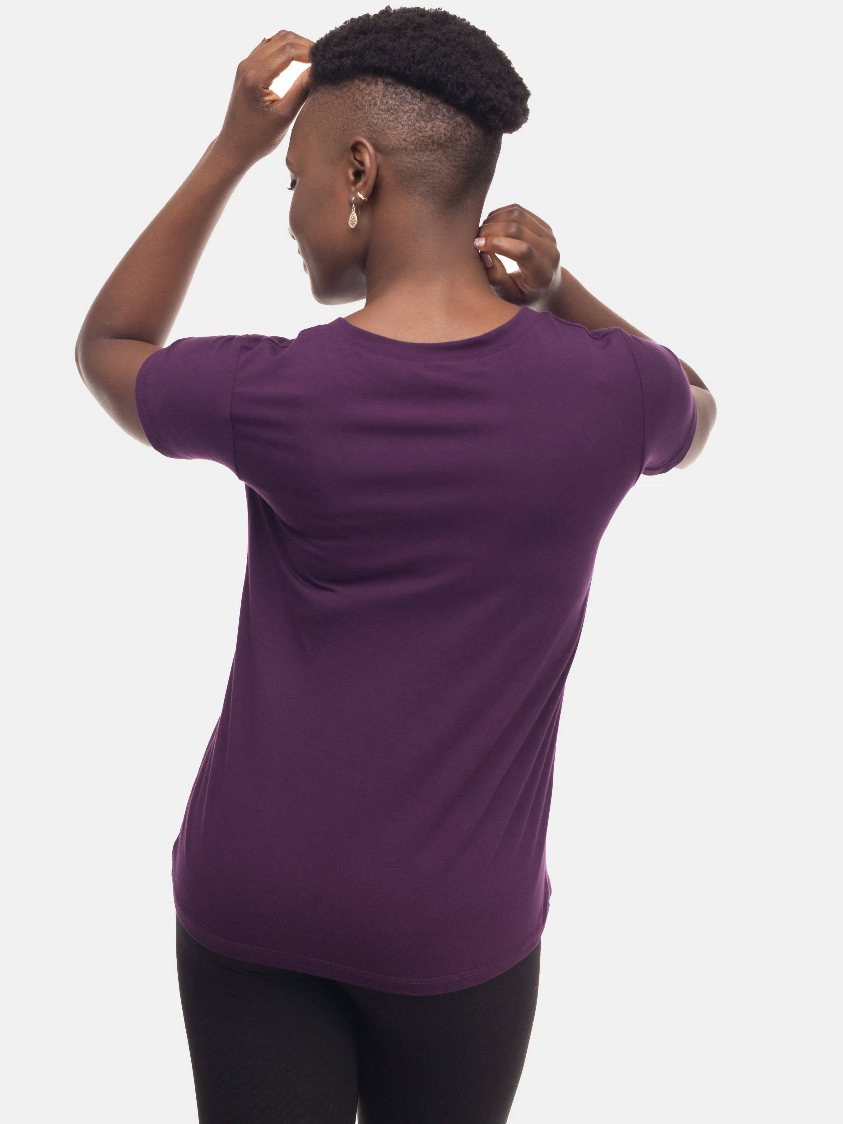 Vivo Basic V-Neck T-Shirt- Dark Purple