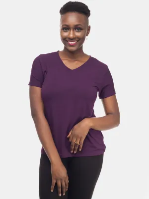 Vivo Basic V-Neck T-Shirt- Dark Purple