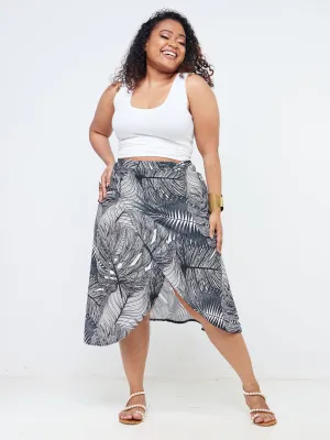 Vivo Malindi Wrap Skirt (JK) - Black / White Tropical Floral Print