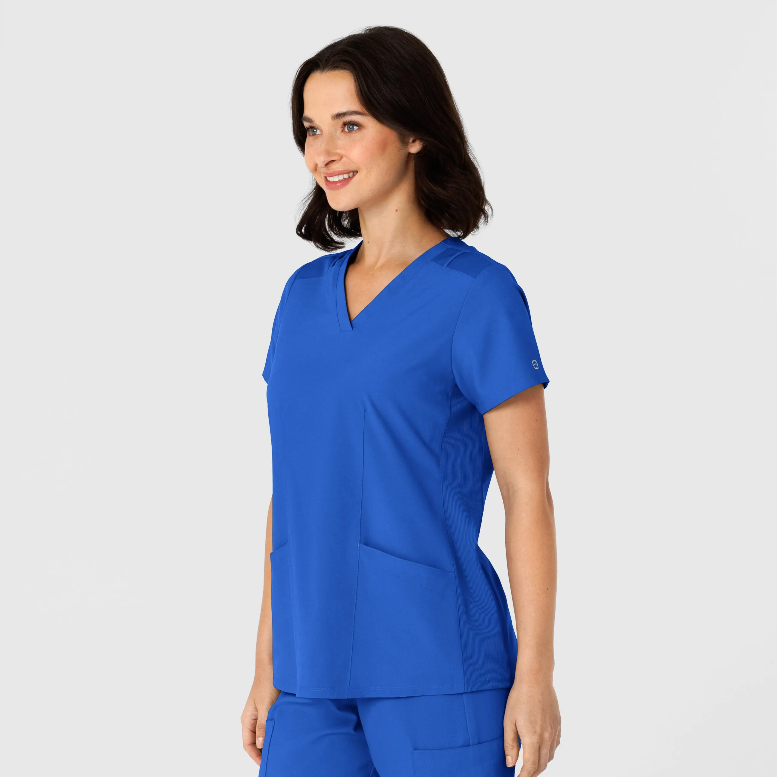 W123 6145 Flex-n-Reach Side Panel V-Neck Scrub Top Royal