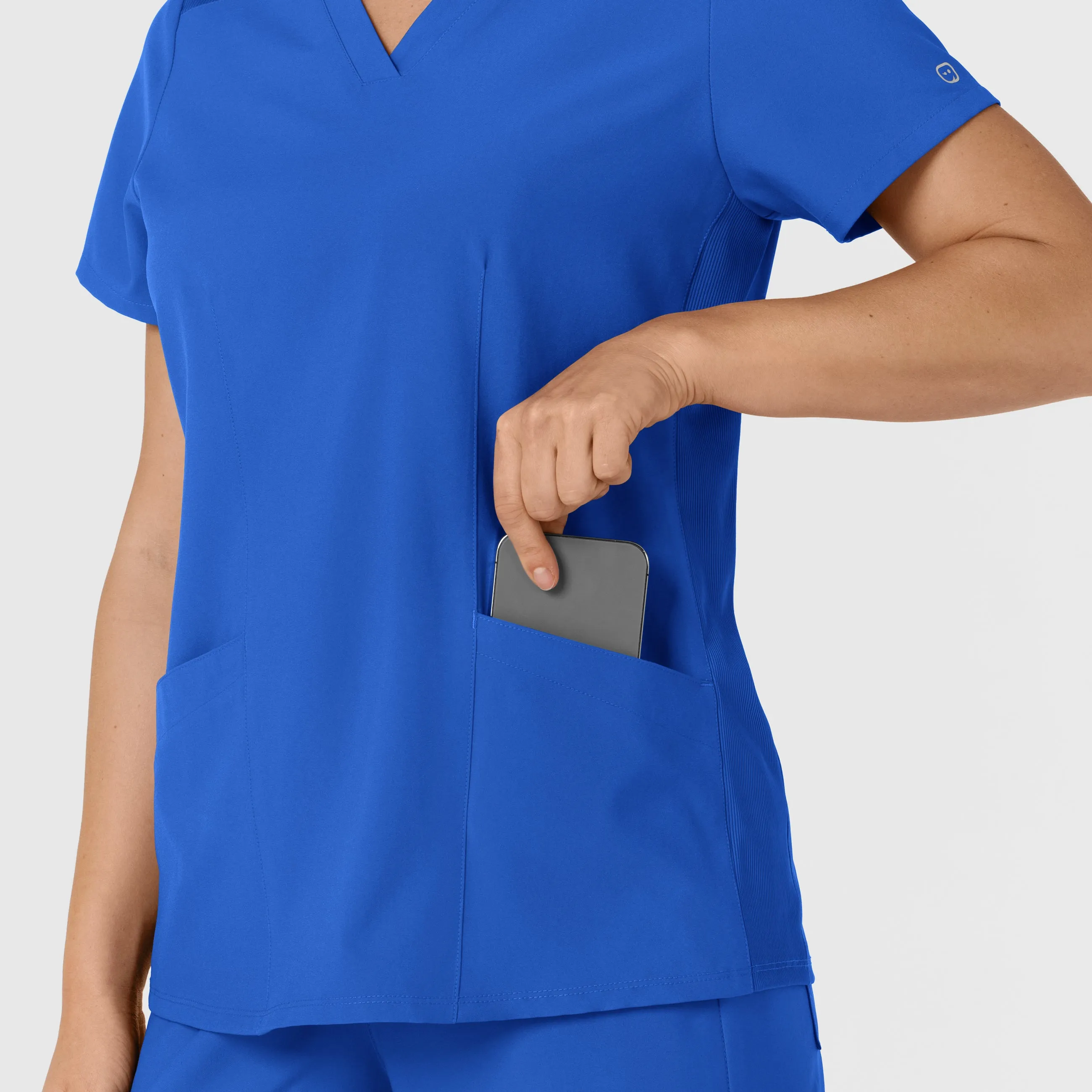 W123 6145 Flex-n-Reach Side Panel V-Neck Scrub Top Royal