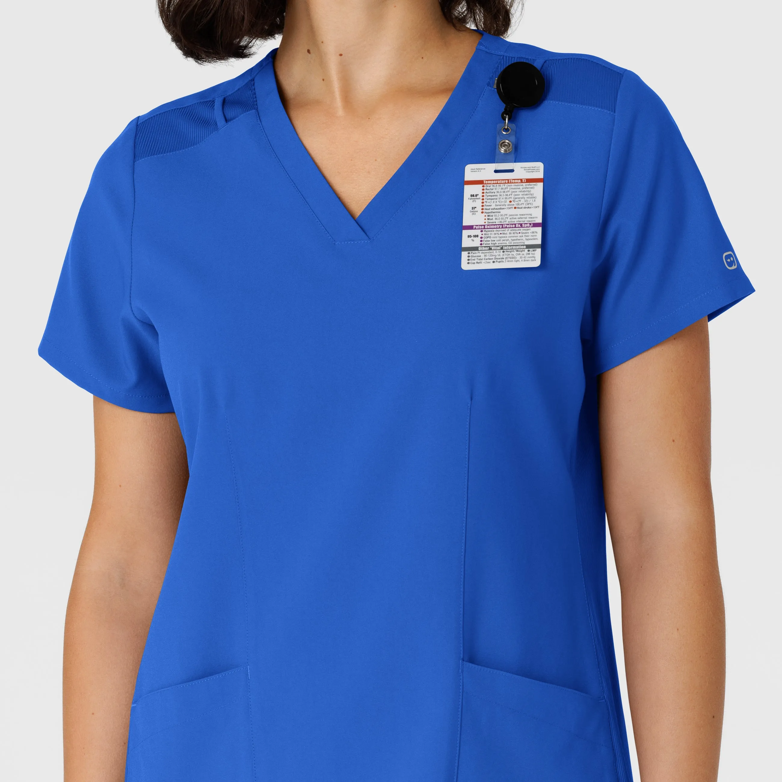 W123 6145 Flex-n-Reach Side Panel V-Neck Scrub Top Royal