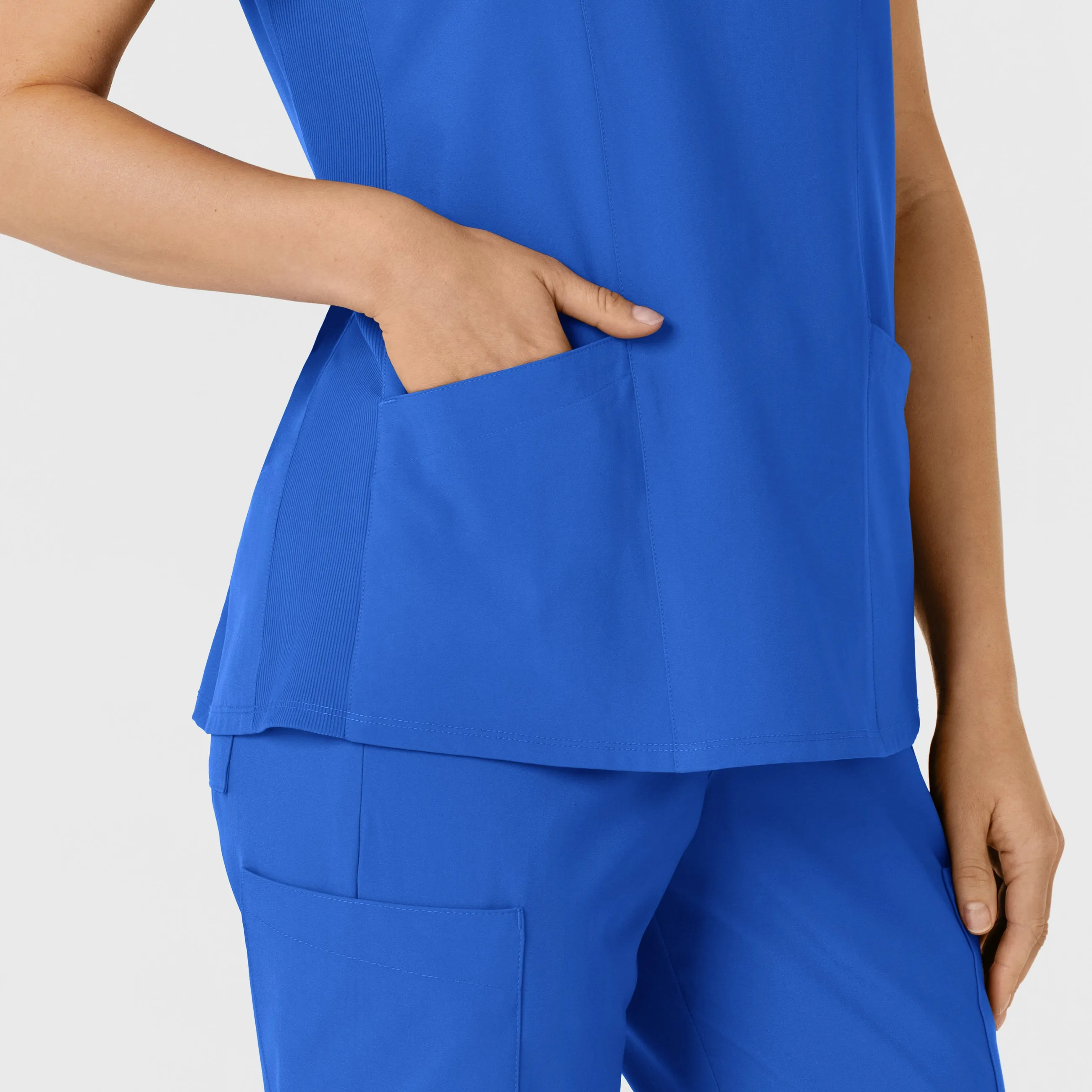W123 6145 Flex-n-Reach Side Panel V-Neck Scrub Top Royal