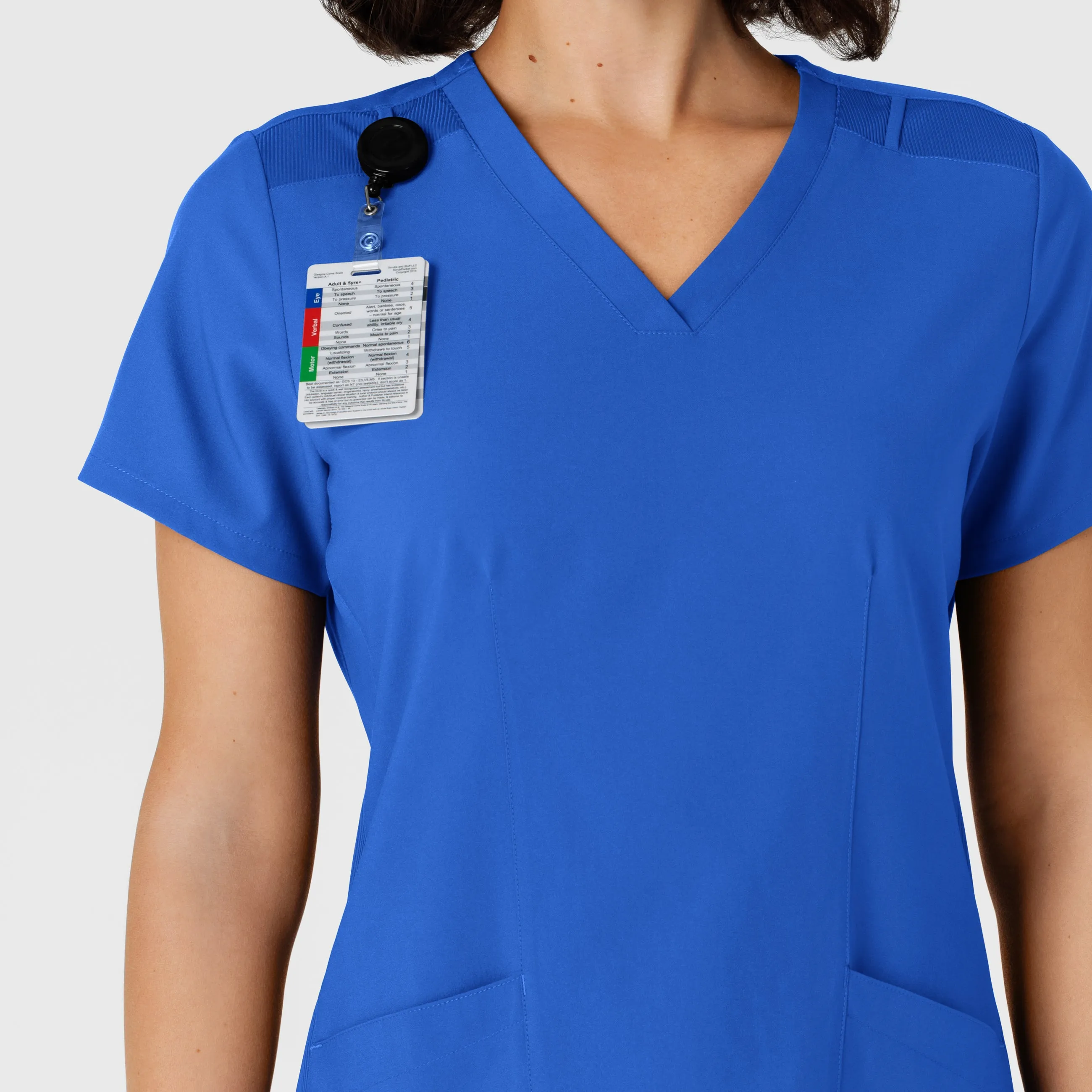 W123 6145 Flex-n-Reach Side Panel V-Neck Scrub Top Royal