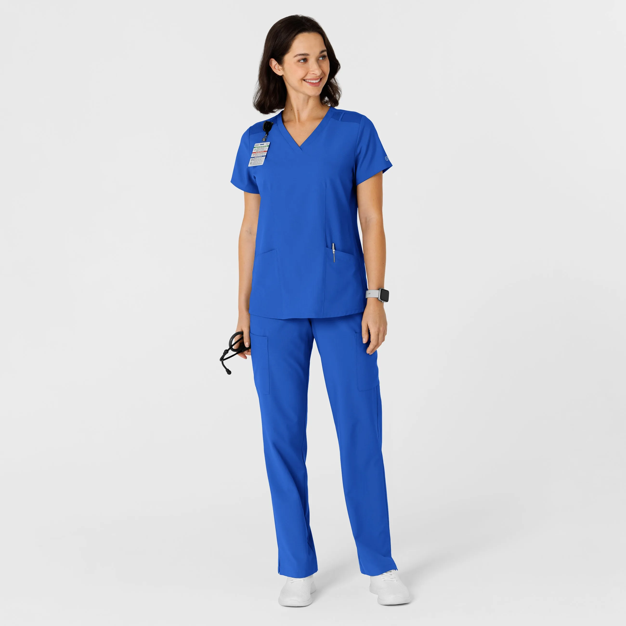 W123 6145 Flex-n-Reach Side Panel V-Neck Scrub Top Royal