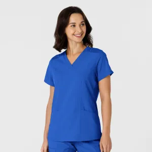 W123 6145 Flex-n-Reach Side Panel V-Neck Scrub Top Royal