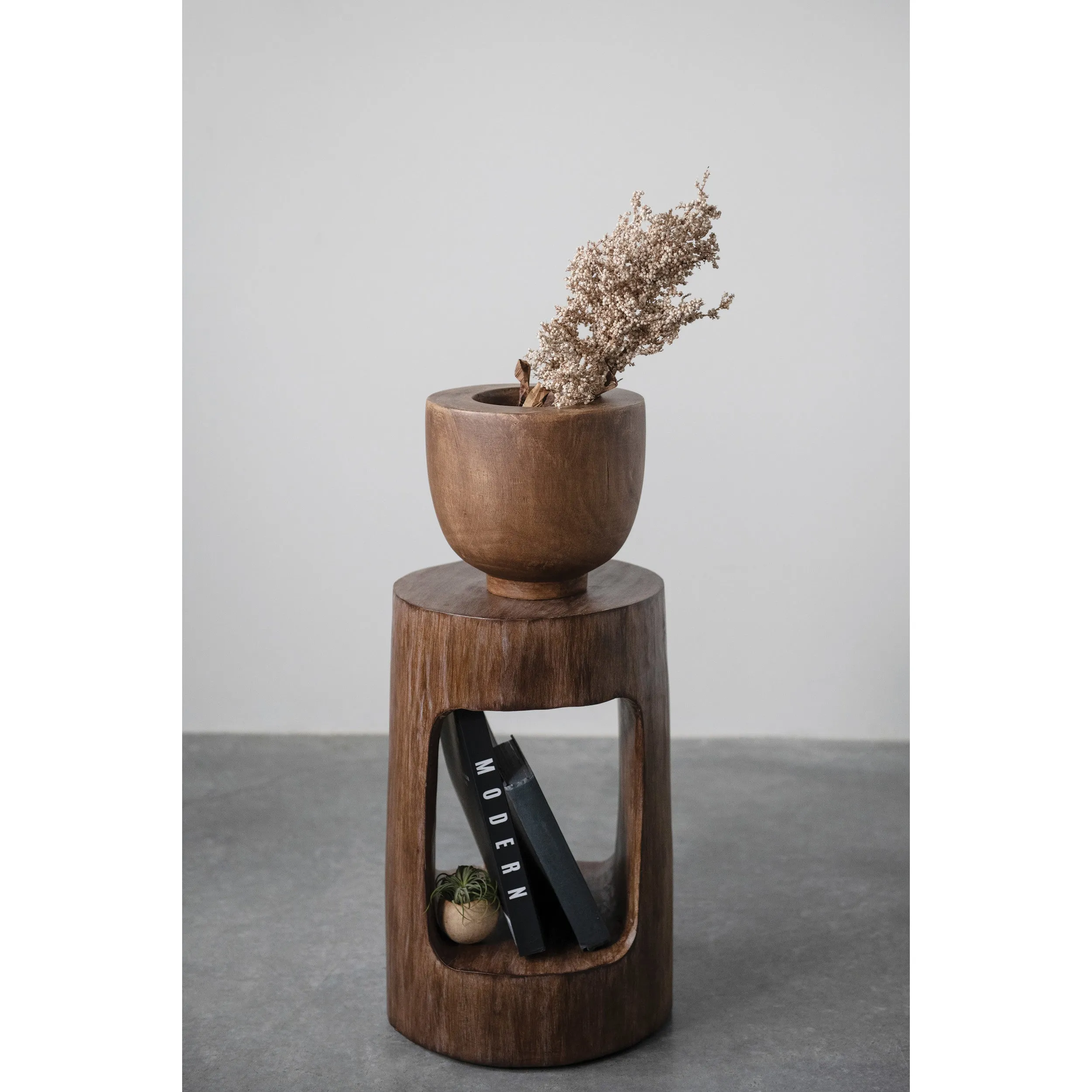 WALNUT STAINED PAULOWNIA WOOD BOWL