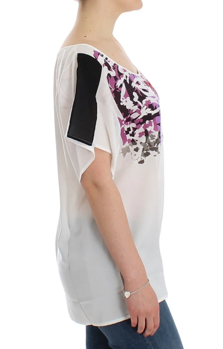 White motive print blouse