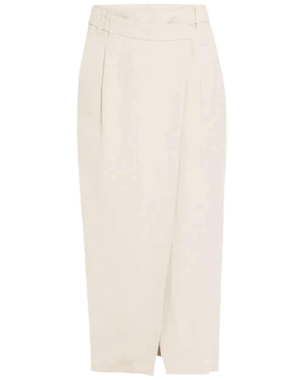 White Paper Twill Asymmetrical Wrap Skirt