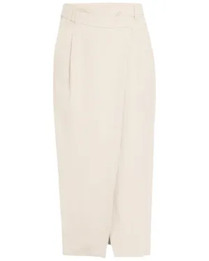 White Paper Twill Asymmetrical Wrap Skirt