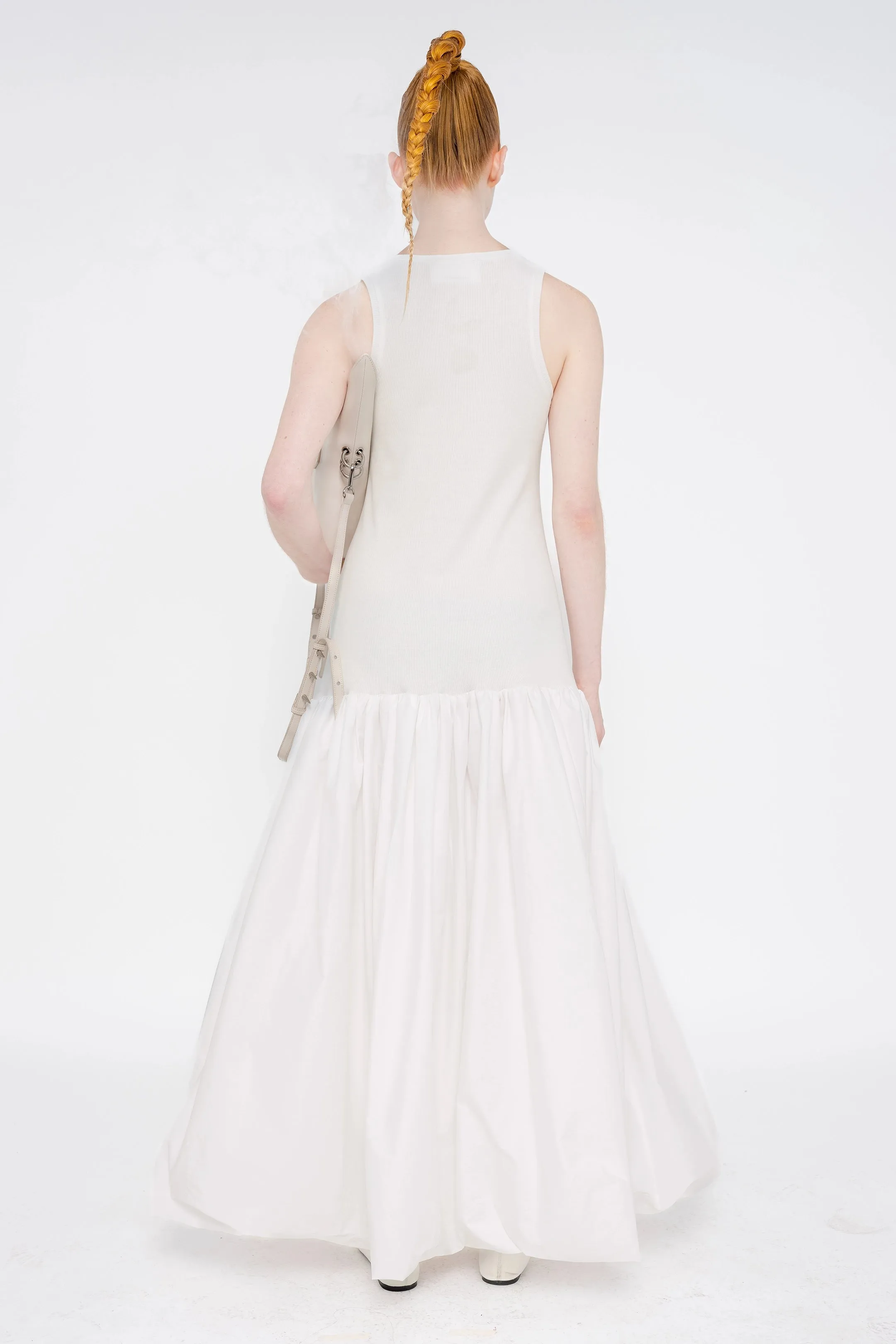 WHITE PUFFLE TANK DRESS