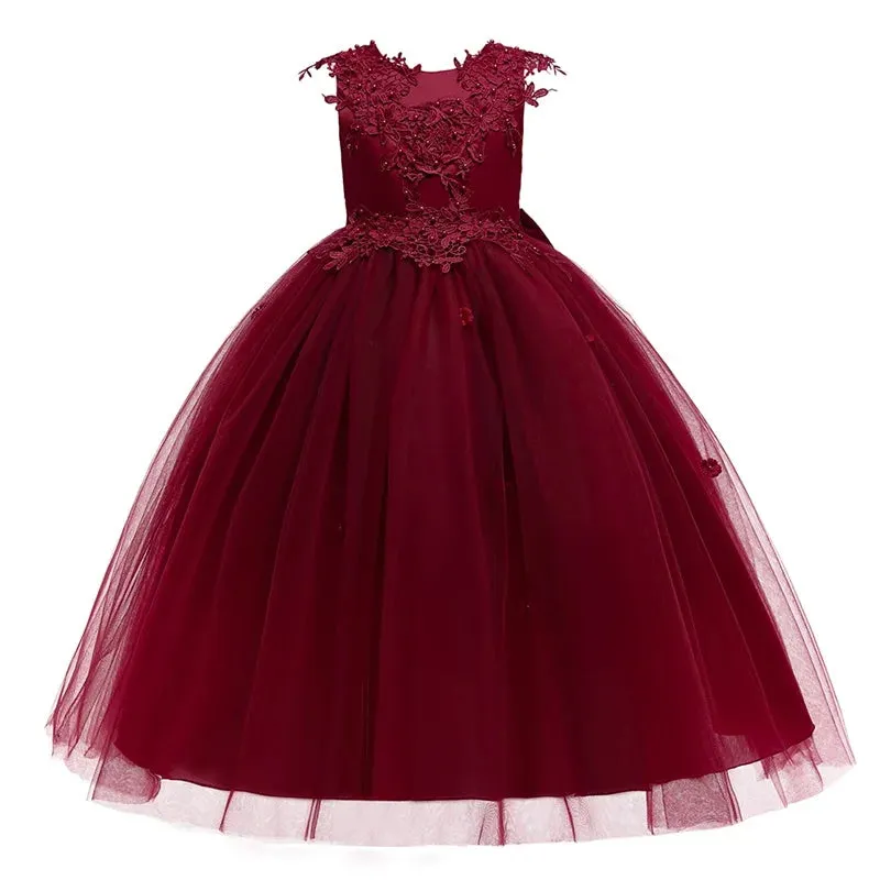 White Tulle Flower Girls Dress