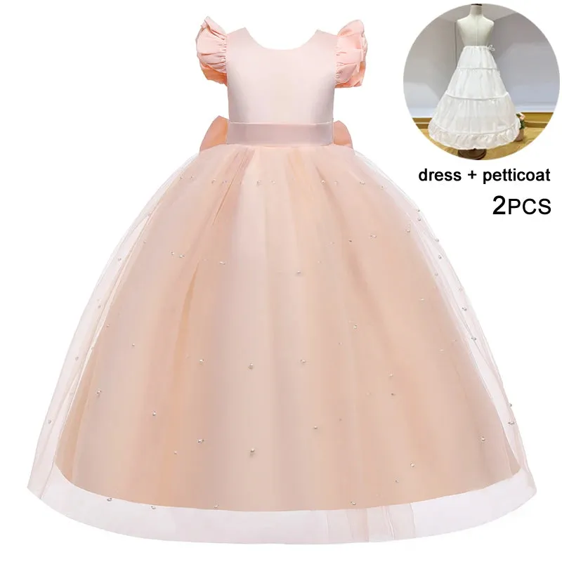 White Tulle Flower Girls Dress