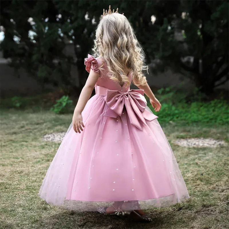 White Tulle Flower Girls Dress