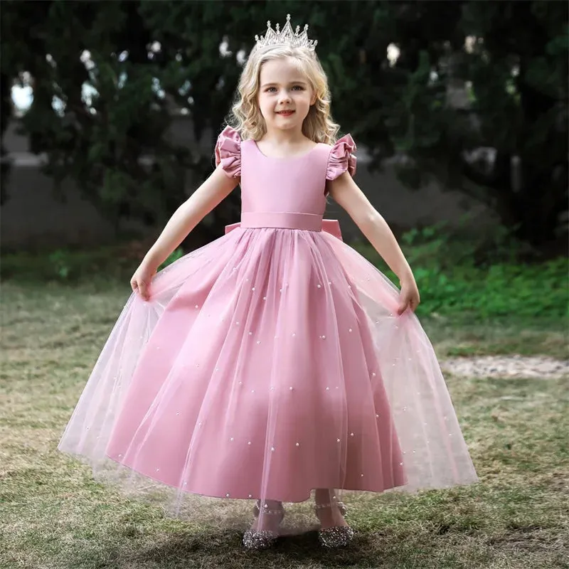 White Tulle Flower Girls Dress