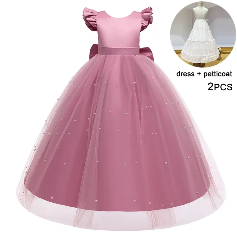White Tulle Flower Girls Dress