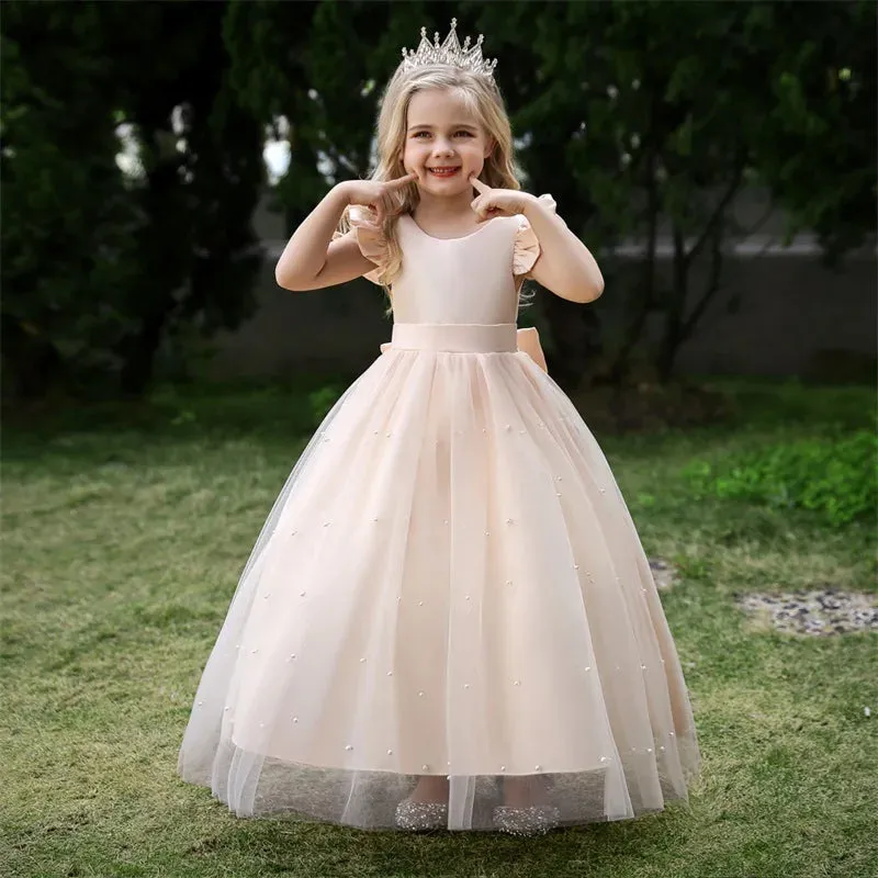 White Tulle Flower Girls Dress
