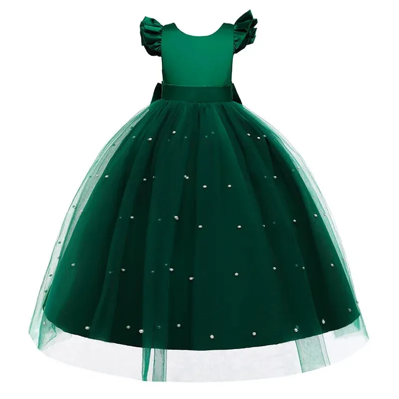 White Tulle Flower Girls Dress