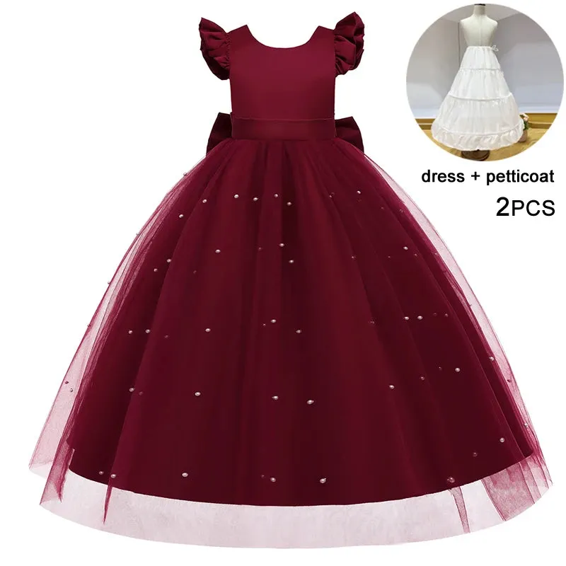 White Tulle Flower Girls Dress