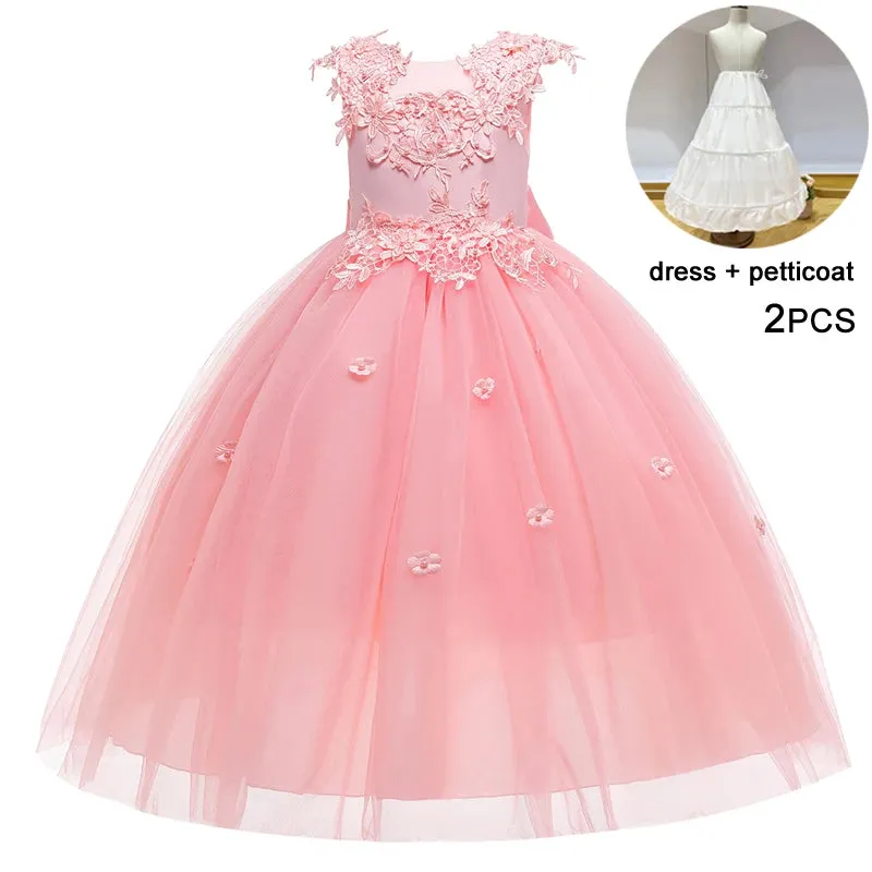 White Tulle Flower Girls Dress