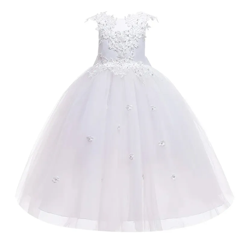 White Tulle Flower Girls Dress
