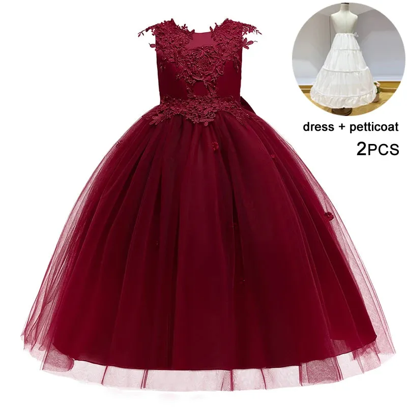 White Tulle Flower Girls Dress