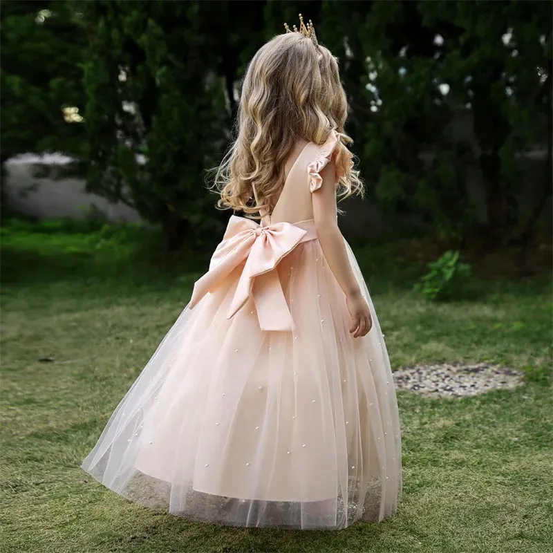 White Tulle Flower Girls Dress